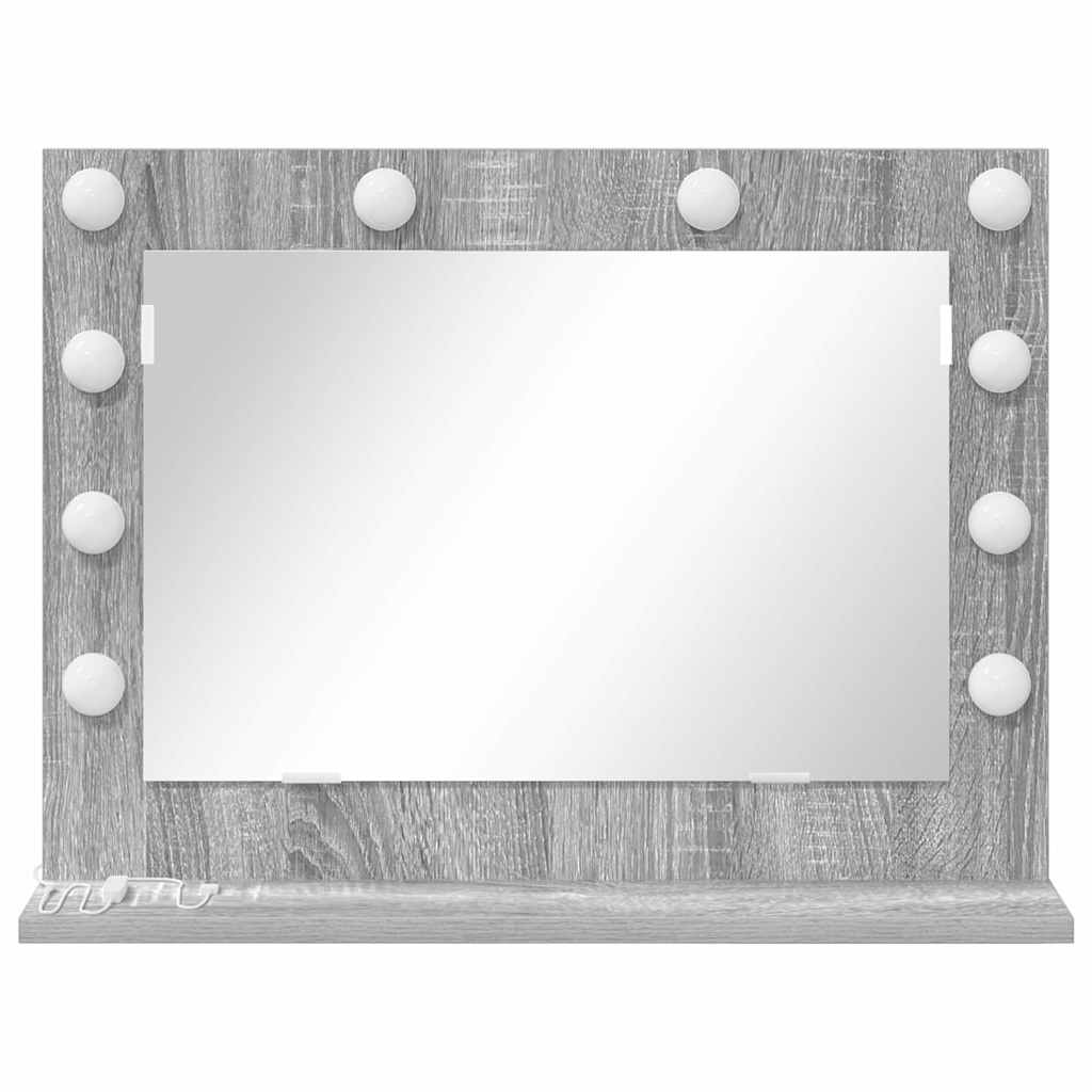 Vanity Mirror with LED Strip Lights Grey Sonoma 60 x 45 x 18 cm